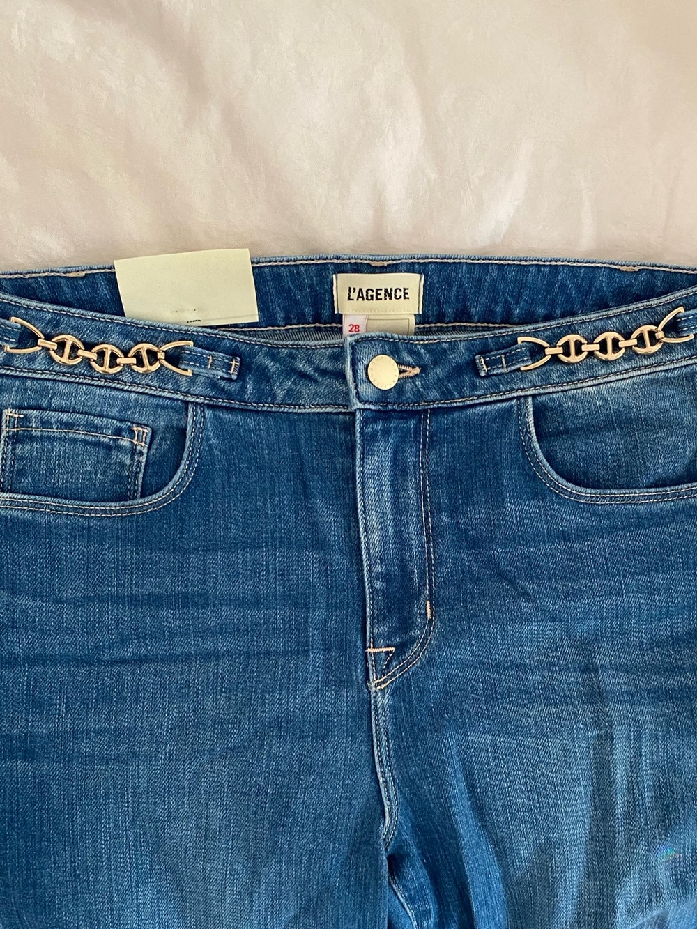 L’Agence Ruth High Rise Straight Jeans 28 Chain - Picture 3 of 6